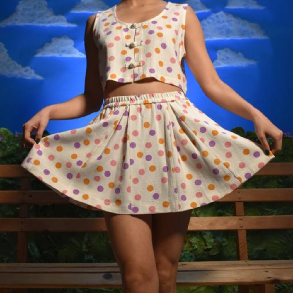 Fashion Brand Company Cher Dot Cheer Linen Skirt